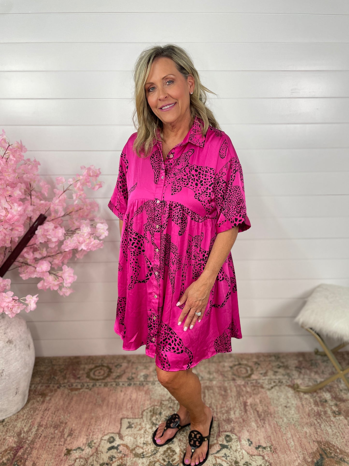 Leith Cheetah Dress | Hot Pink