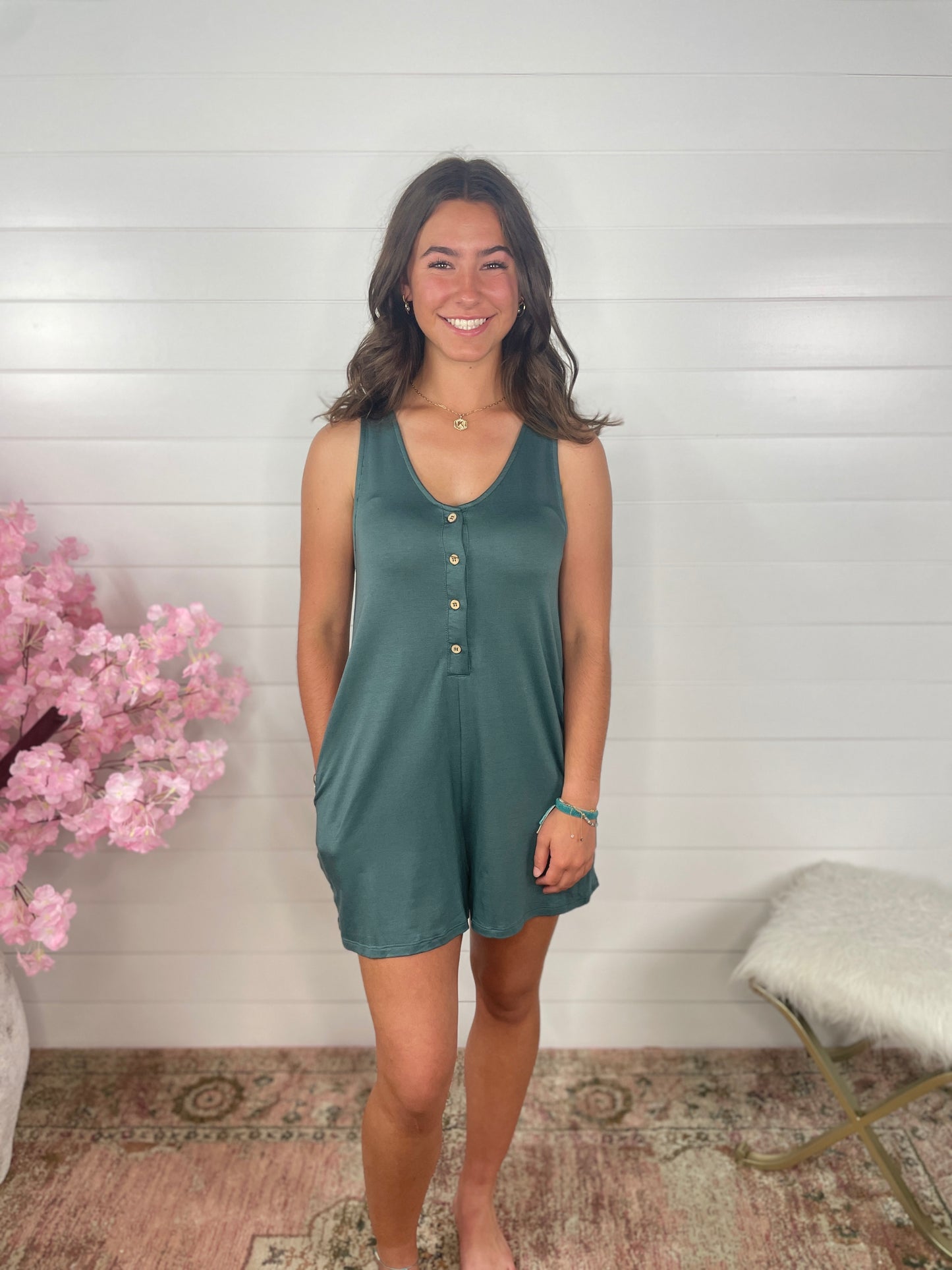 Bowie Romper | Teal Green