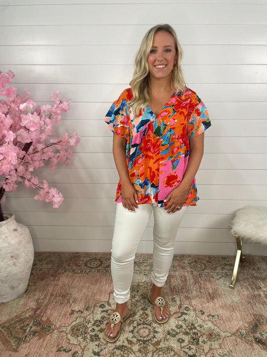 Amelia Top | Pink Floral