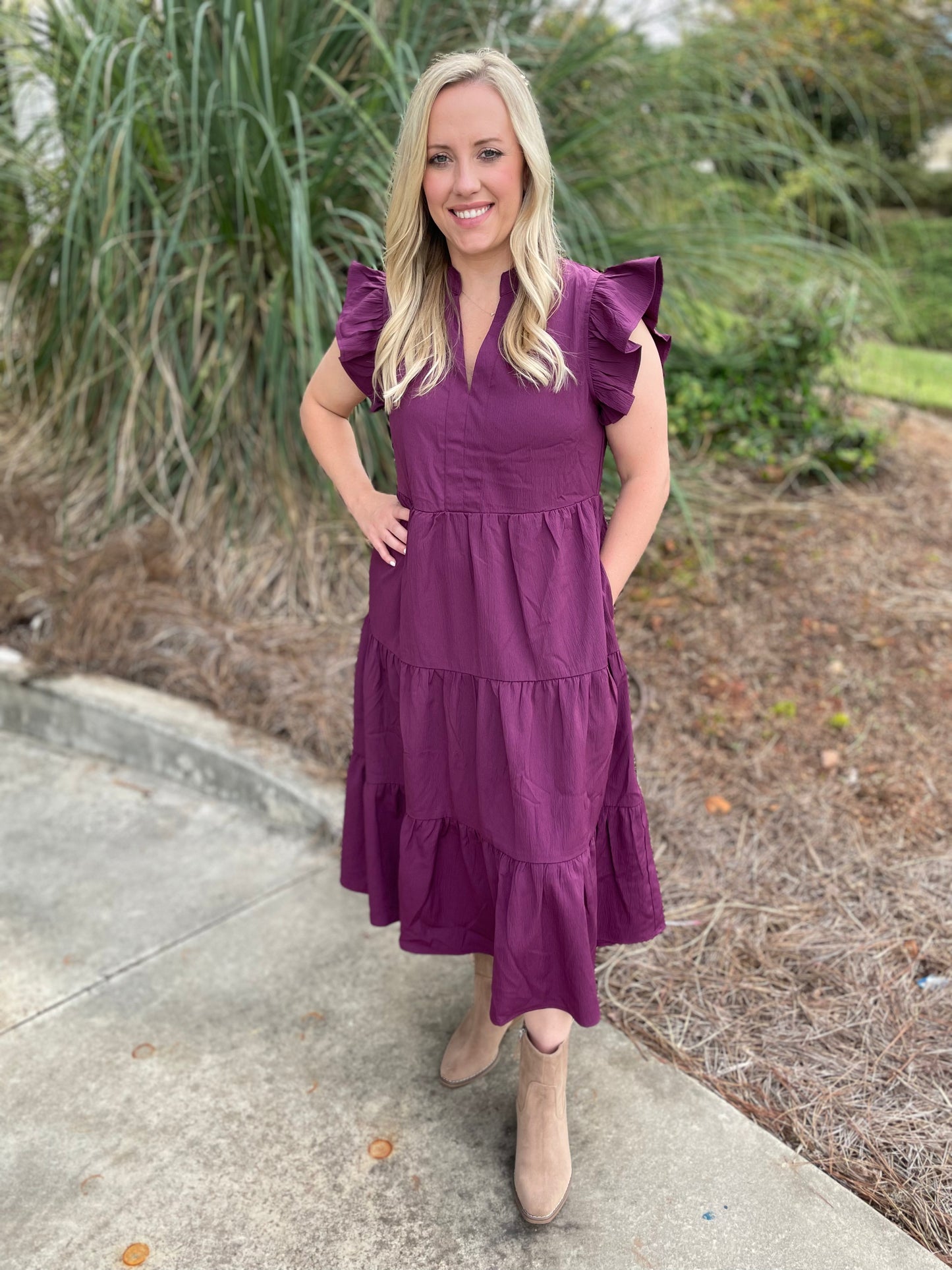 Bristol Midi Dress | Eggplant