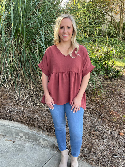 Penelope Top | Red Brown