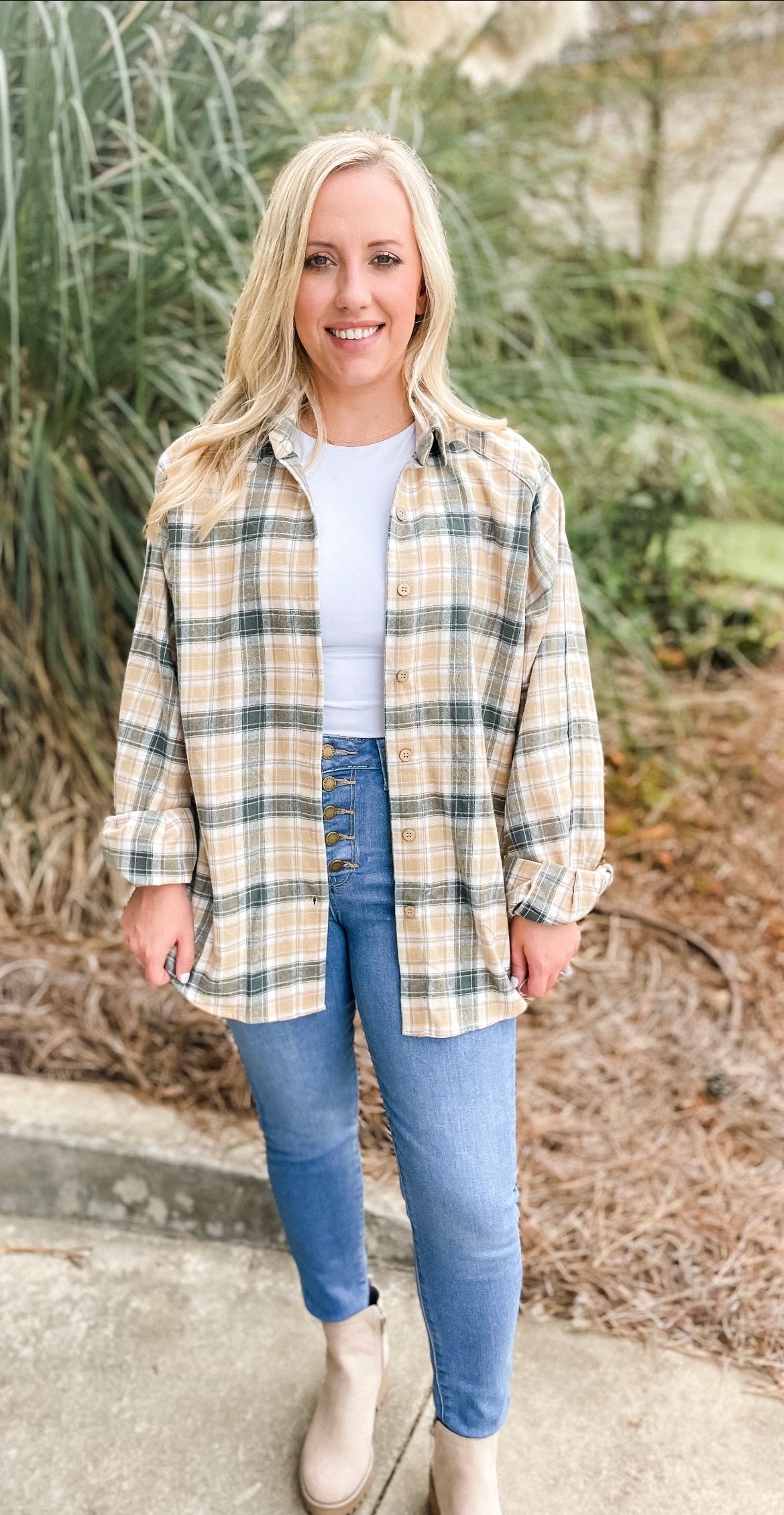 Lydia Flannel | Natural and Grey