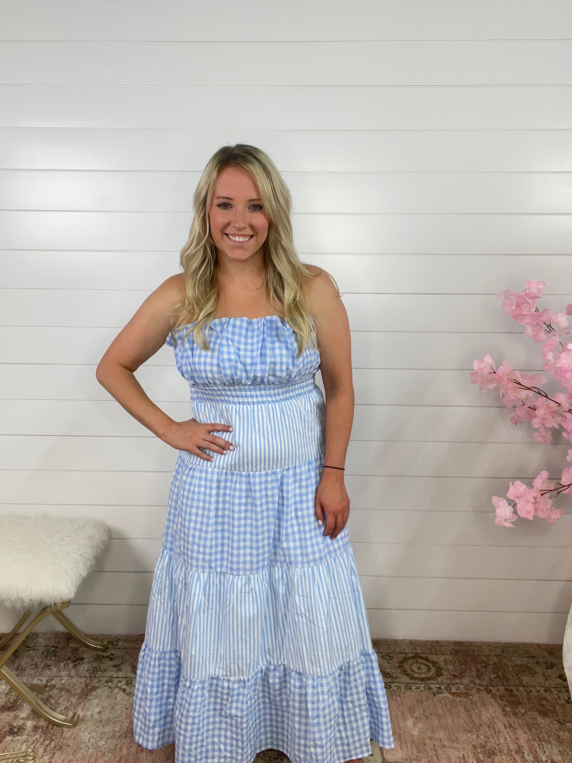 Caroline Dress (Lt. Blue) - Laura's Boutique, Inc